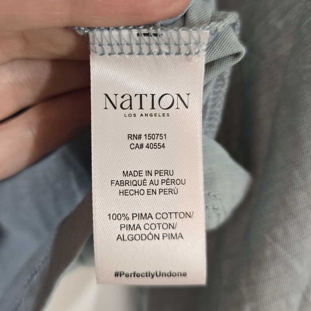 Nation Los Angeles Rosalie Blouse Top Small in Sea Moss - Picture 11 of 13